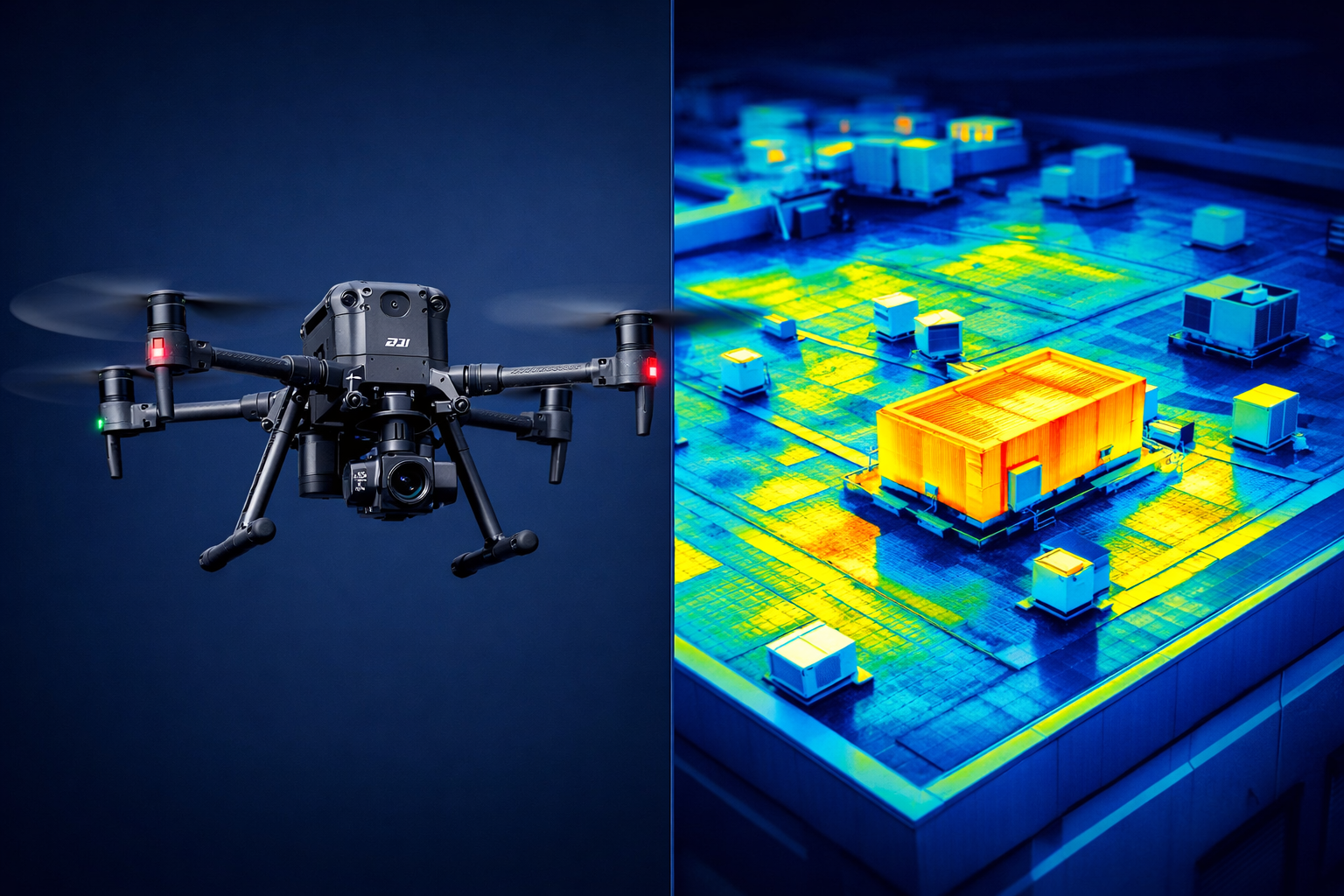 Drone inspection with thermal imaging overlay